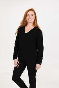 Possum and Merino  NB396 Vee Neck Plain Sweater - A plain knit sweater which makes it a wardrobe essential.  Manufactured using seamless technology.   