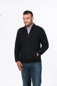 Possum and Merino  NE029 Felted Zip Jacket with Pockets – This heavy weight, full zip jacket with side pockets is ideal for the cooler months of the year.  The ribbed collar detail makes this garment practical both indoors and out.   Fitting Style – Regular fit – A classic, standard fit.   Yarn: Essential Blend – 30% Possum fibre, 60% Merino wool, 10% Nylon