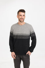 Load image into Gallery viewer, Possum and Merino  NE432 Gradient Crew – A reverse fisher-rib stitch, with a colour pattern on the yoke of the sweater.   Fitting Style – Regular fit - A classic, standard fit.   Yarn – Luxury Blend 20% Possum fibre 70% Superfine Merino wool (17.5 Micron) 10% Silk