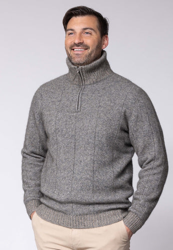 Possum and Merino  NW1003 Javelin Zip Neck - The ultimate in comfort, this style of half-zip sweater with turndown rib collar that can be zipped right up. Single jersey knit, Whole Garment seamless construction.  40% Possum Fur, 53% Merino, 7% Silk