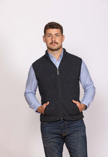 Possum and Merino  NW1066 Gilet - Zip through vest integrated pockets, single jersey. WholeGarment seamless construction.  Composition - 40% Possum Fur, 53% Merino, 7% Silk