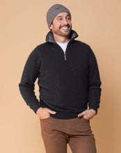 Load image into Gallery viewer, Possum and Merino  NW1095 Mt Tasman II - Core zip neck style with a twist.  Contrast inside collar with pinstripe finish.  Composition - 40% Possum Fur, 53% Merino, 7% Silk
