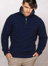 Load image into Gallery viewer, Possum and Merino  NW1095 Mt Tasman II - Core zip neck style with a twist.  Contrast inside collar with pinstripe finish.  Composition - 40% Possum Fur, 53% Merino, 7% Silk