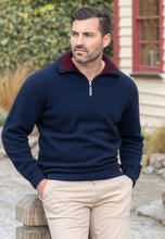 Load image into Gallery viewer, Possum and Merino  NW1095 Mt Tasman II - Core zip neck style with a twist.  Contrast inside collar with pinstripe finish.  Composition - 40% Possum Fur, 53% Merino, 7% Silk