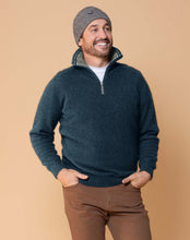 Load image into Gallery viewer, Possum and Merino  NW1095 Mt Tasman II - Core zip neck style with a twist.  Contrast inside collar with pinstripe finish.  Composition - 40% Possum Fur, 53% Merino, 7% Silk