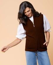 Load image into Gallery viewer, Possum and Merino
NW3101 Gilet - Zip-through vest with integrated pockets, single jersey. WholeGarment seamless construction.
Composition - 40% Possum Fur, 53% Merino, 7% Silk