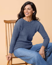 Load image into Gallery viewer, Possum and Merino  NW3108 Crossover Crew Fashion fitted style, relaxed wide neck with crossover rib detail on body and sleeves. WholeGarment seamless construction. Composition - 40% Possum Fur, 53% Merino, 7% Silk
