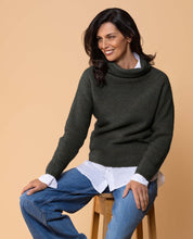 Load image into Gallery viewer, Possum and Merino  NW3126 Moss Stitch Cowl - Relaxed knit cowl neck, moss stitch detail across front and shoulders providing a subtle detail variation.  WholeGarment seamless construction.   Composition - 40% Possum Fur, 53% Merino, 7% Silk