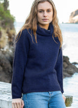 Load image into Gallery viewer, Possum and Merino  NW3126 Moss Stitch Cowl - Relaxed knit cowl neck, moss stitch detail across front and shoulders providing a subtle detail variation.  WholeGarment seamless construction.   Composition - 40% Possum Fur, 53% Merino, 7% Silk
