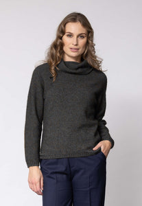 Possum and Merino  NW3126 Moss Stitch Cowl - Relaxed knit cowl neck, moss stitch detail across front and shoulders providing a subtle detail variation.  WholeGarment seamless construction.   Composition - 40% Possum Fur, 53% Merino, 7% Silk