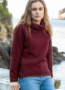 Possum and Merino  NW3126 Moss Stitch Cowl - Relaxed knit cowl neck, moss stitch detail across front and shoulders providing a subtle detail variation.  WholeGarment seamless construction.