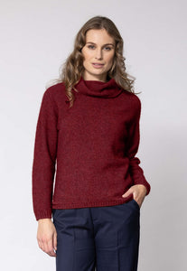 Possum and Merino  NW3126 Moss Stitch Cowl - Relaxed knit cowl neck, moss stitch detail across front and shoulders providing a subtle detail variation.  WholeGarment seamless construction.   Composition - 40% Possum Fur, 53% Merino, 7% Silk