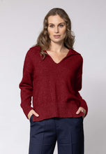 Load image into Gallery viewer, Possum and Merino   NW3233 Madison Vee – This style has the classic Noble Wilde box fit, combining WholeGarment knitting to create a vee neck and collar in one piece.  This fashion piece also includes side splits and chunky ribbed cuffs and band.  Composition: 40% Possum Fur, 53% Merino, 7% Silk