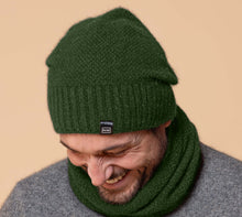 Load image into Gallery viewer, Possum and Merino  NW5073 Moss Baggie Beanie - UNISEX Fashion baggie beanie in plain knit with rib turn up.  Composition - 40% Possum Fur, 53% Merino, 7% Silk  One size