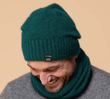 Load image into Gallery viewer, Possum and Merino  NW5073 Moss Baggie Beanie - UNISEX Fashion baggie beanie in plain knit with rib turn up.  Composition - 40% Possum Fur, 53% Merino, 7% Silk  One size