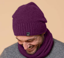 Load image into Gallery viewer, Possum and Merino  NW5073 Moss Baggie Beanie - UNISEX Fashion baggie beanie in plain knit with rib turn up.  Composition - 40% Possum Fur, 53% Merino, 7% Silk  One size