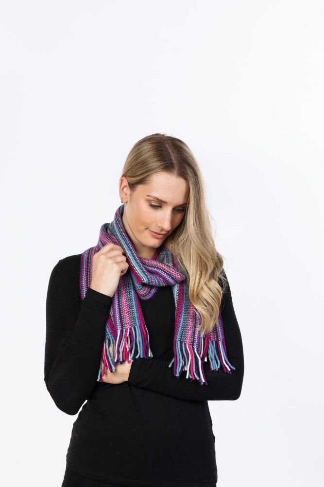 Women's Merino Wool Multi Stripe Scarf