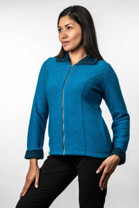 Possum and Merino  TR1016 Contrast Trim Jacket - A jacket which features pockets and side seam shaping for a flattering fit.  Made proudly in New Zealand from a premium blend of 25% possum fur, 65% merino & 10% silk.