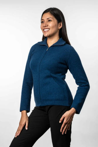 Possum and Merino  TR1017 Zip Jacket - A versatile shaped zip jacket with knitted in pockets.  Made proudly in New Zealand from a premium blend of 25% possum fur, 65% merino & 10% silk.