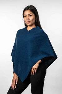 Possum and Merino  TR1022 Moss Stitch Poncho - This moss stitch poncho can be worn two different ways, with the hem straight across or on a diagonal.  One size only