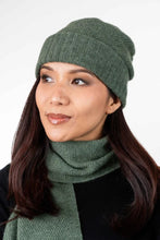 Load image into Gallery viewer, Possum and Merino  TR200 Moss Stitch Beanie - A beanie using moss stitch with a turned back edge.  Makes a set with TR49 Plain Gloves and TR100 Moss Stitch Scarf.   One Size Only   Made proudly in New Zealand from a luxurious blend of 25% possum fur, 65% merino &amp; 10% silk.
