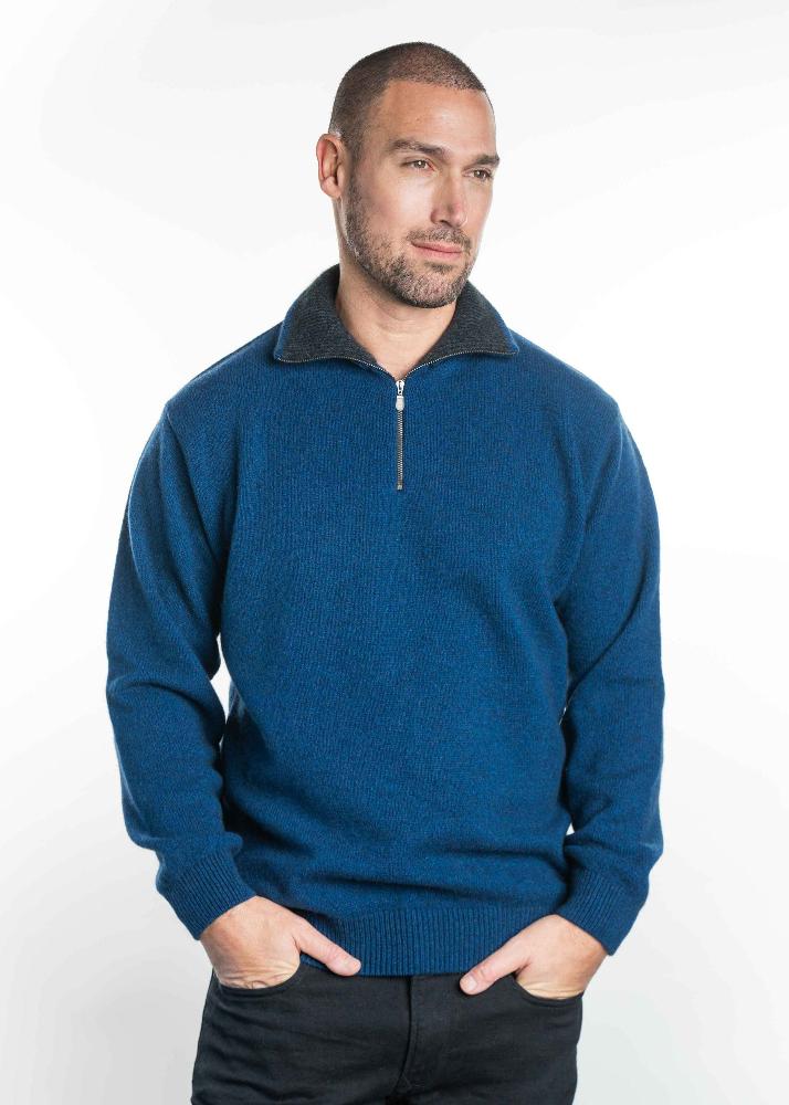 Cable Knit Sweater With Zip Collar TR8007 Zip Collar Jumper