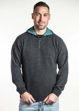 Load image into Gallery viewer, Possum and Merino  TR8007 Zip Collar Jumper - This zip neck jumper has a feature contrast colour on the inside of the collar.