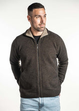Load image into Gallery viewer, Possum and Merino  TR8008 Zip Jacket With Pockets - A zip through jacket with knitted in pockets and feature a contrast colour on the inside of the collar.