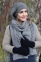 Load image into Gallery viewer, Possum and Merino   Z026 Chain Scarf - To co-ordinate with (Z025) Chain Beanie this scarf appears hand knitted an features interlaced loops creating a chain effect along the length of the scarf.
