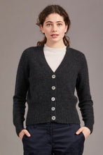 Load image into Gallery viewer, Possum and Merino  5034 Rib Cardi is knitted using our carefully sourced Natural Fibre blend of Possum Fur, Merino Wool and Mulberry Silk and finished with feature Shell Buttons, our Possum Merino Rib Cardi is a gorgeous take on a classic cardigan.  Rib detailing on the sleeve and hem partnered with a Deep V Neckline help to create a timeless, tailored look.