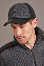 Load image into Gallery viewer, 6071 Contrast Leather Peak Cap - Perfect piece for all ages, this Possum Merino cap is a timeless piece created with an artistic accent - keep the cold and the winter sun out. Step outdoors and make a statement. Intrinsically created from quality Possum Merino blended with luxurious Mulberry Silk and finished with a fine, genuine Lambskin Peak, you are sure to receive a quality warmth.