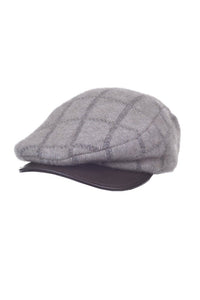 6081 Check Pattern Cheesecutter (with Lambskin Peak) - This is the classic Possum Merino men's cheesecutter to keep one's head warm while delivering timeless sophistication. The genuine lambskin leather peak compliments the design which has been specially crafted for you. Make it a great gift or keep one for yourself.