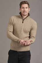Load image into Gallery viewer, 6117 Cable Jersey with Contrast Trim - Zip up against the cold with this Possum Merino jersey that delivers equal measures of performance and style. Natural fibres of merino wool, possum fur and mulberry silk combine to keep the cold out at those cooler times of the year. For that touch of detail and intricacy, the jersey features a trim of high quality lambskin leather around the zip. 