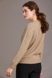 Possum and Merino  6129 Crew Neck Jersey with Lace Detail - The classic crew neck jersey gets a touch of feminine elegance with the delicate lace knit detail on the front. The blend of natural Merino, Possum fur and Silk fibres will ensure the cold never gets in. Hold onto this sumptuous McDonald jersey and don’t let go until the mercury rises. 