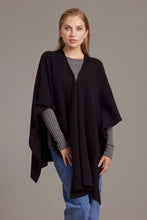 Load image into Gallery viewer, 616 Split Front Cape - This cape blurs the line between art-piece and clothing.  It impresses with its form and function, artfully draping on the body while keeping you exceptionally warm.  The merino and possum fibres combine with delicate mulberry silk to create something superb - warmth, sophistication and beauty.  Size: approximately 80 cm x 102 cm.