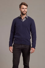 Load image into Gallery viewer, Possum and Merino  6601 Rack Stitch V-Neck Jersey - Whether you’re out for the night or in the wild, this timeless V-neck jersey will get you through the elements in style. Nature’s finest natural fibres are brought together with quality workmanship for comfort and warmth. A V-neckline combines with feature rack-stitch waistband and cuffs to keep things effortlessly casual. 