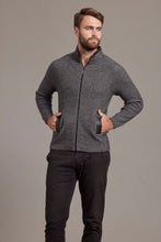 Load image into Gallery viewer, 6610 Rib Zip Jacket with Leather Trim - For those who enjoy adventure with style, this zip-up jacket will tick all the boxes. Features genuine lambskin trim on the collar and pockets. High-performing natural fibres of Possum Merino and Mulberry silk will ensure you conquer your goals while look great.