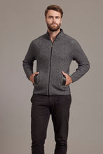 Load image into Gallery viewer, 6610 Rib Zip Jacket with Leather Trim - For those who enjoy adventure with style, this zip-up jacket will tick all the boxes. Features genuine lambskin trim on the collar and pockets. High-performing natural fibres of Possum Merino and Mulberry silk will ensure you conquer your goals while look great.