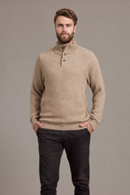Load image into Gallery viewer, Possum and Merino  6621 Placket Jumper with Button has the detail of the button-up collar gives a hint of sophistication to the everyday, casual men’s jumper.  A warm and luxurious blend of Merino wool, Possum fur and Mulberry silk ensures this rib pattern jersey will keep you warm whatever the weather and wherever you are.  In years to come this luxurious jumper will be well worn, well loved and with many stories to tell. 