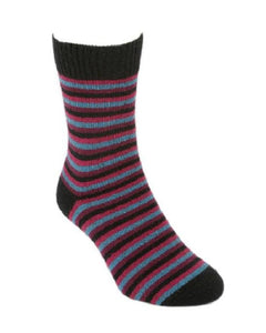 9953 Multi Striped Sock - Light casual plain knit sock with elasticated rib cuff featuring multi colour stripe.