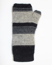 Load image into Gallery viewer, Possum and Merino  9705 Taupo Mitten - Single thickness fingerless mitten with stripe featuring a raised stitch pattern.   One size only