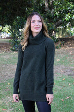Load image into Gallery viewer, Possum and Merino  9779 Box Jumper - Oversized cowl neck jumper with side overlap detail at the top of the splits.  Being a generous fit this garment is available in three sizes only.