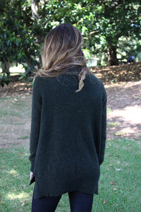 Possum and Merino  9779 Box Jumper - Oversized cowl neck jumper with side overlap detail at the top of the splits.  Being a generous fit this garment is available in three sizes only.