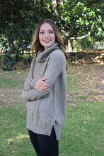 Load image into Gallery viewer, Possum and Merino  9779 Box Jumper - Oversized cowl neck jumper with side overlap detail at the top of the splits.  Being a generous fit this garment is available in three sizes only.