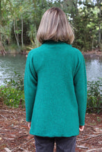 Load image into Gallery viewer, Possum and Merino  9780 Enfold Jacket - This cosy jacket fastens with a cross over front that buttons either side of the shoulder.  The front can be draped when worn open.  This garment is knitted sideways and runs up to 3XL size.