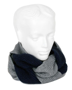 Possum and Merino  9858 Plait Cowl - Two colour interfaced cowl adds impact to plain garments and is a great alternative to a conventional long scarf  One size only