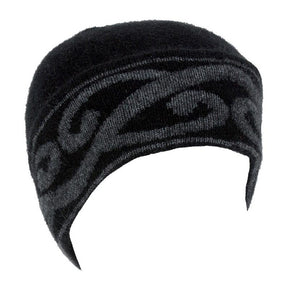 Possum and Merino  9860 Aroha Beanie - Single thickness beanie with Putiki motif on turn back cuff.  Comes in 6 distinctive colours.    One size only