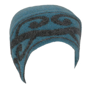Possum and Merino  9860 Aroha Beanie - Single thickness beanie with Putiki motif on turn back cuff.  Comes in 6 distinctive colours.    One size only