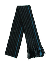 Load image into Gallery viewer, 9911 Urban Striped Scarf - Single thickness textured scarf in black and charcoal stripes with one stripe in accent colourway and continuous fringing.