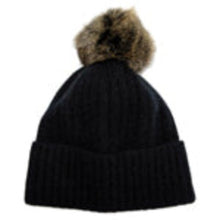 Load image into Gallery viewer, Possum and Merino.  KO2013 Fur Pom Pom Beanie - This Fur Pom Pom Beanie is made from a luxurious blend of possum fur and superfine New Zealand Merino wool.  So soft and warm you’ll never want to take it off.  Make a set with KO1018 Fur Pom Pom Scarf.  One size.  Made proudly in New Zealand from a premium blend of 40% possum fur, 50% merino lambswool &amp; 10% mulberry silk. 